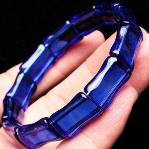12x6.4x17mm Natural Clear Blue Tourmaline Quartz Gemstone Beads Beaded Bracelet